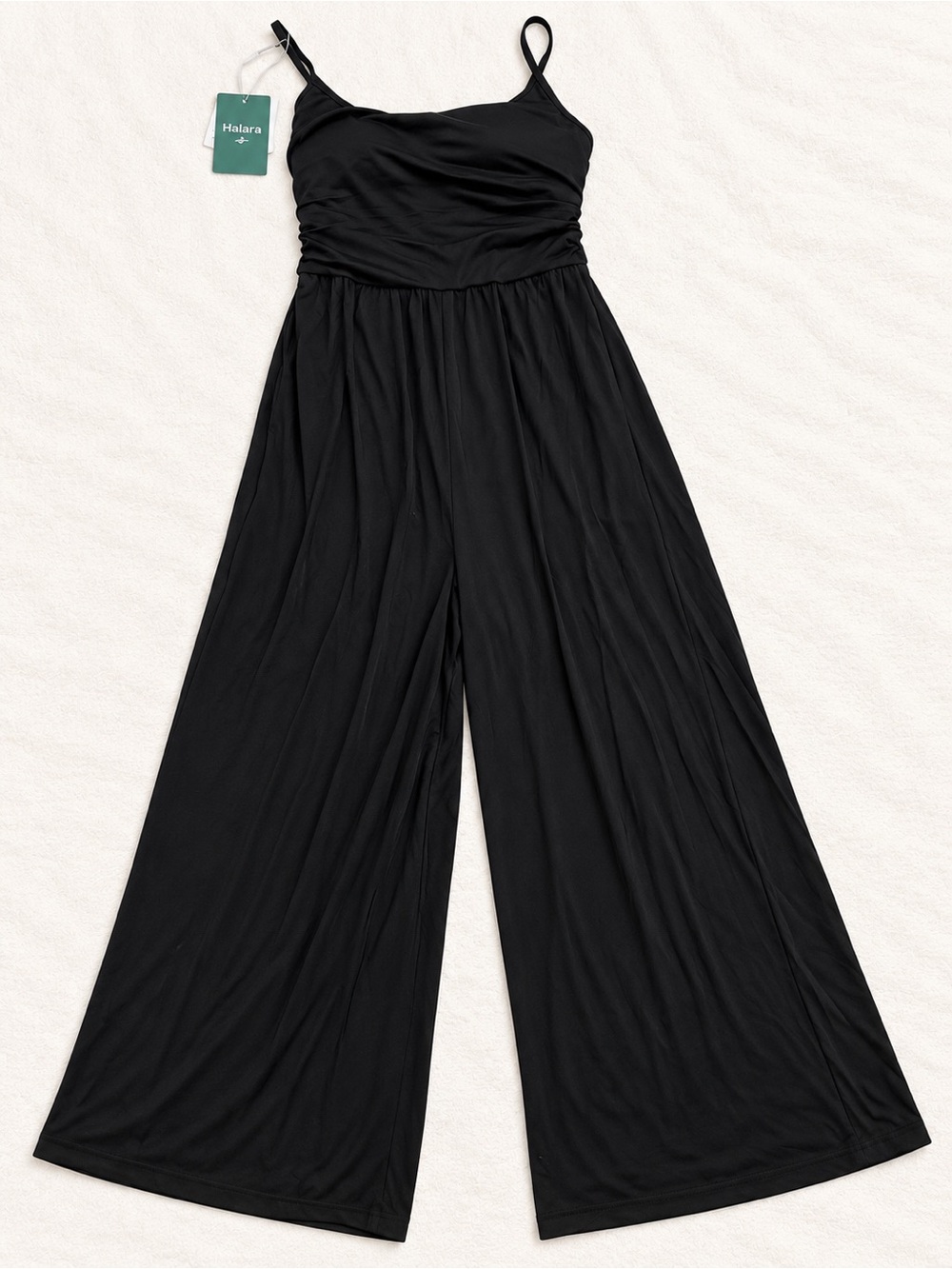 HALARA Black Wide-Leg Spaghetti Strap Jumpsuit